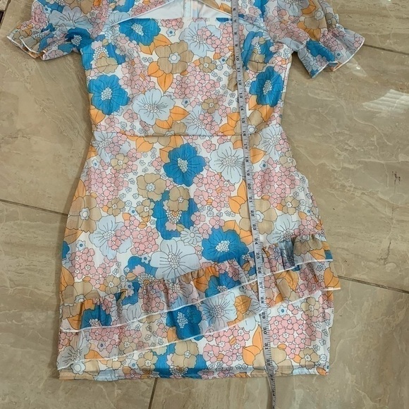 Eilly Bazar Short Sleeve Zip-Up Y2K Fitted Dress Size Small- Floral- Spring - Picture 2 of 12